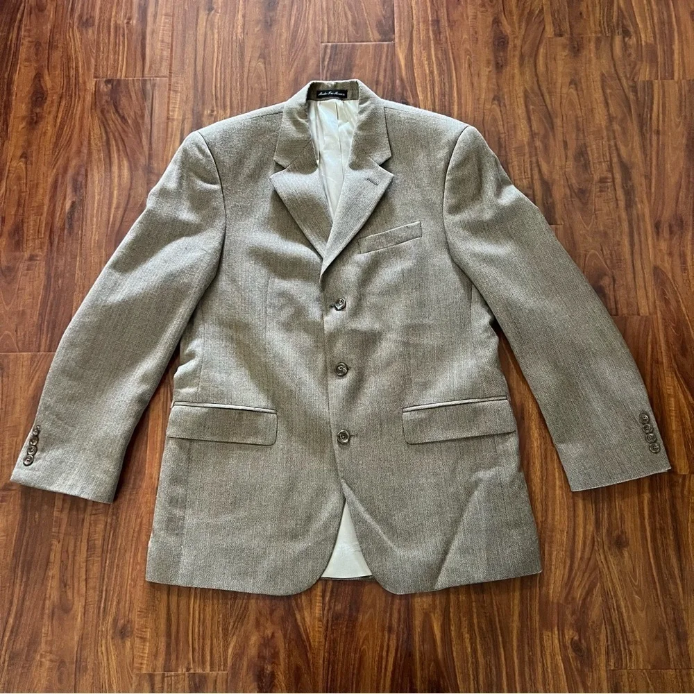 Lauren Ralph Lauren Mens Brown Herringbone Wool Sports Coat Blazer 40R